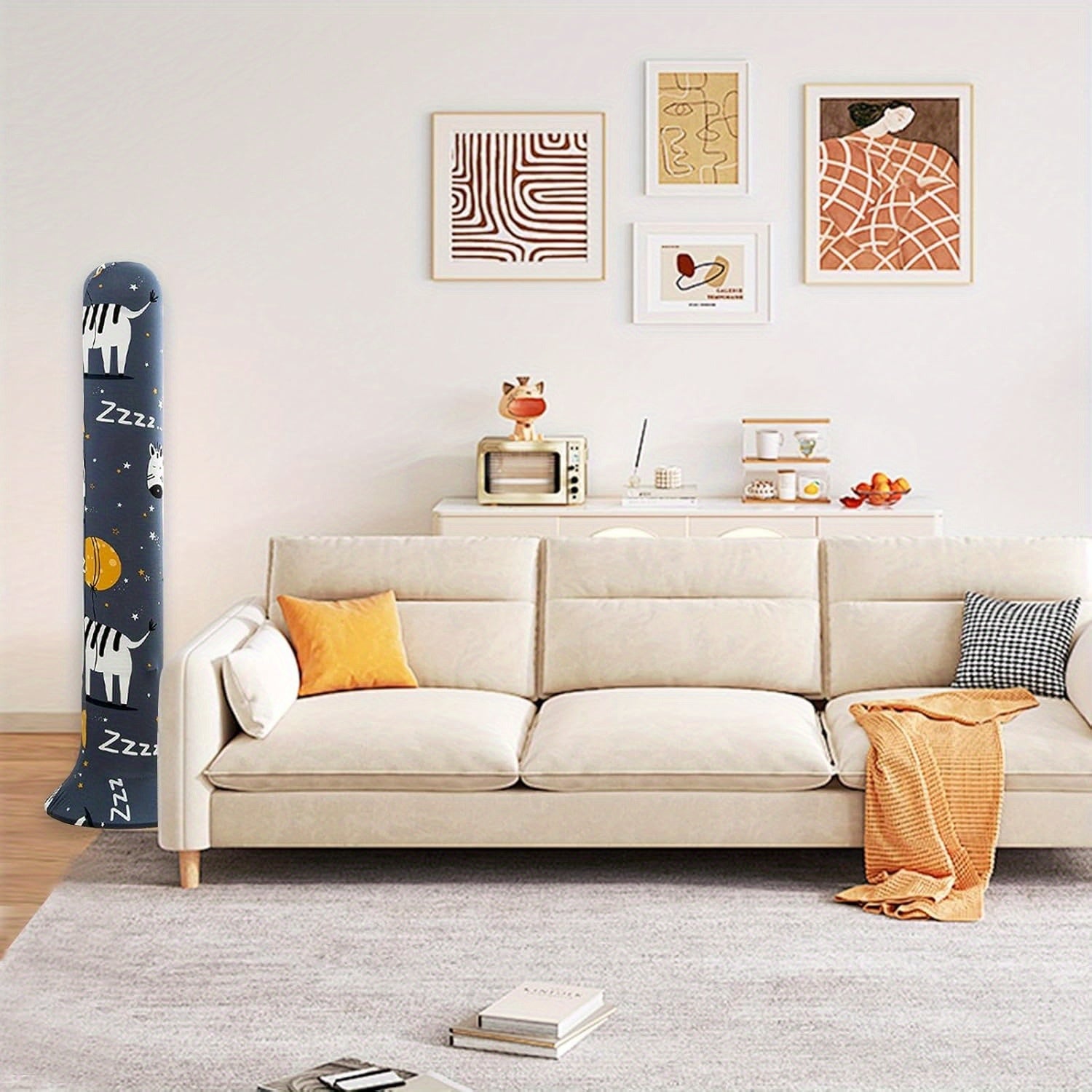 Zebra Pattern Fabric Dust Cover for Tower Fan Oscillating Floor Fan Protector