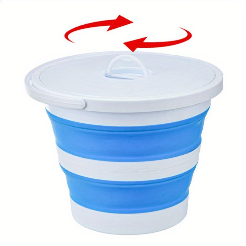 10L Collapsible Silicone Bucket with Lid, Lightweight, Leakproof for Camping and Cleaning