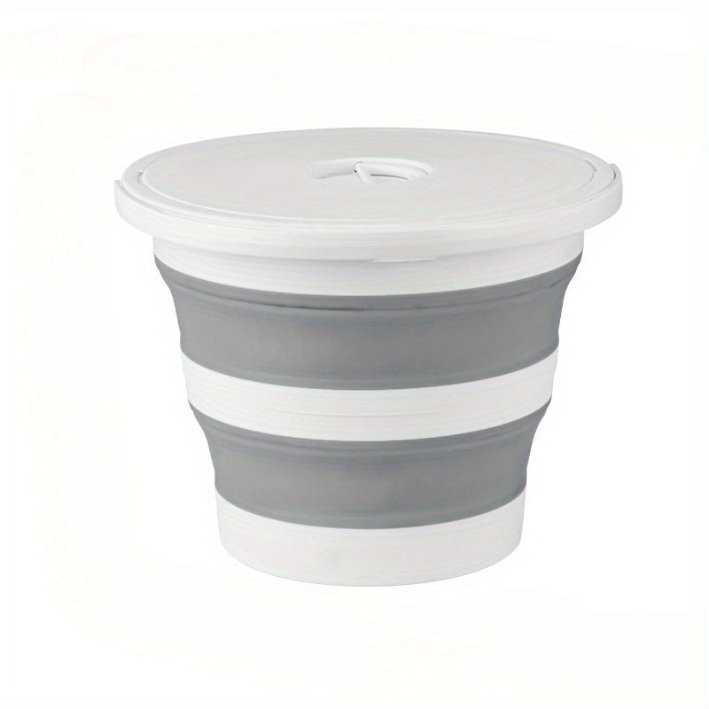 10L Collapsible Silicone Bucket with Lid, Lightweight, Leakproof for Camping and Cleaning