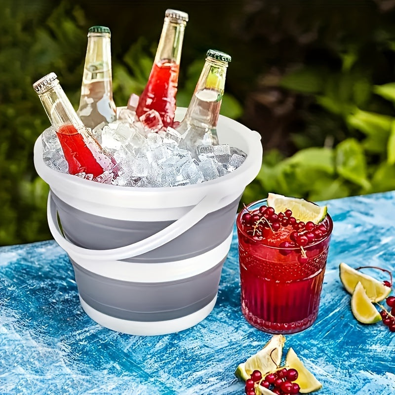 10L Collapsible Silicone Bucket with Lid, Lightweight, Leakproof for Camping and Cleaning