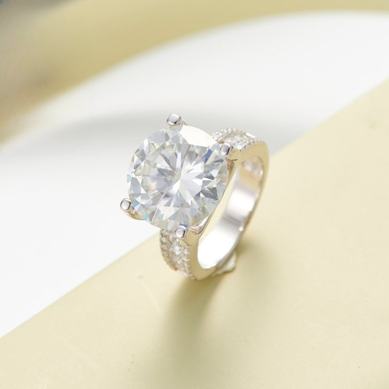 10 Karat Moissanite uzuk, sterling kumush to'y taqinchoqlari, maxsus tadbirlar uchun