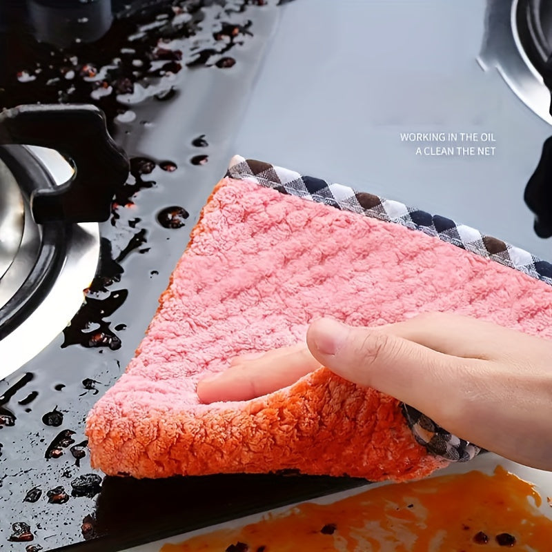 Colorful Kitchen Cleaning Rags with Scrubbing Pad Absorbent and Oil-Proof Cloth for Dishwashing and Surface Wiping
