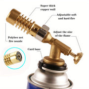 Dual-Tube Copper Flame Gun for BBQ Welding Soldering Portable Durable with Adjustable Nozzle