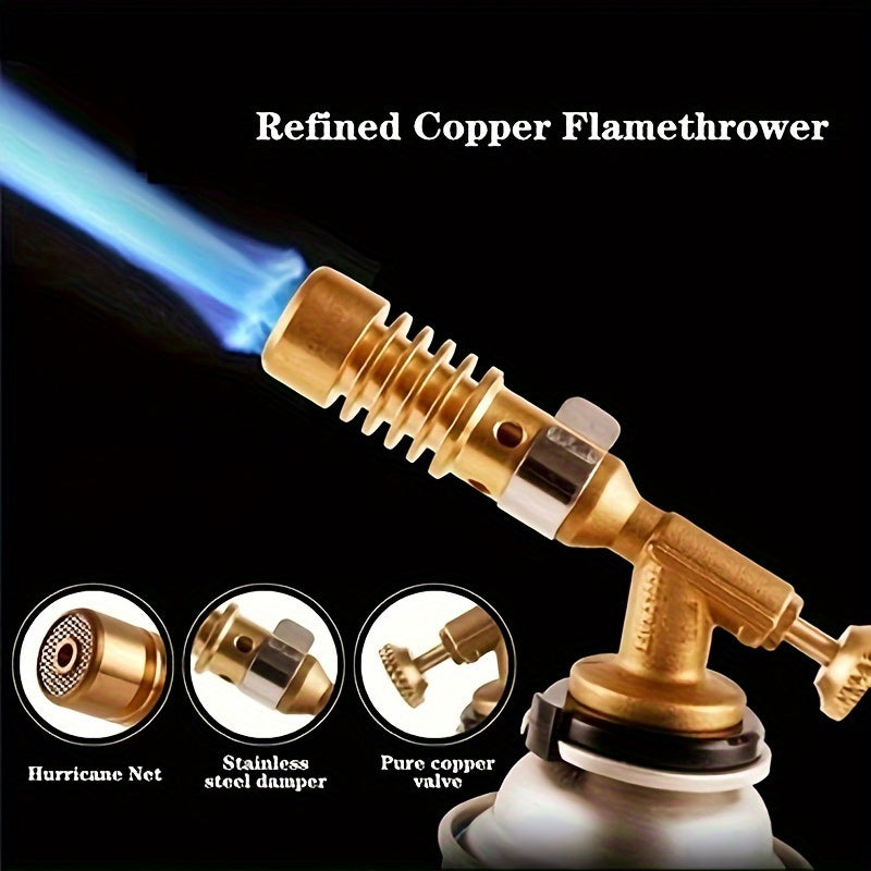 Dual-Tube Copper Flame Gun for BBQ Welding Soldering Portable Durable with Adjustable Nozzle