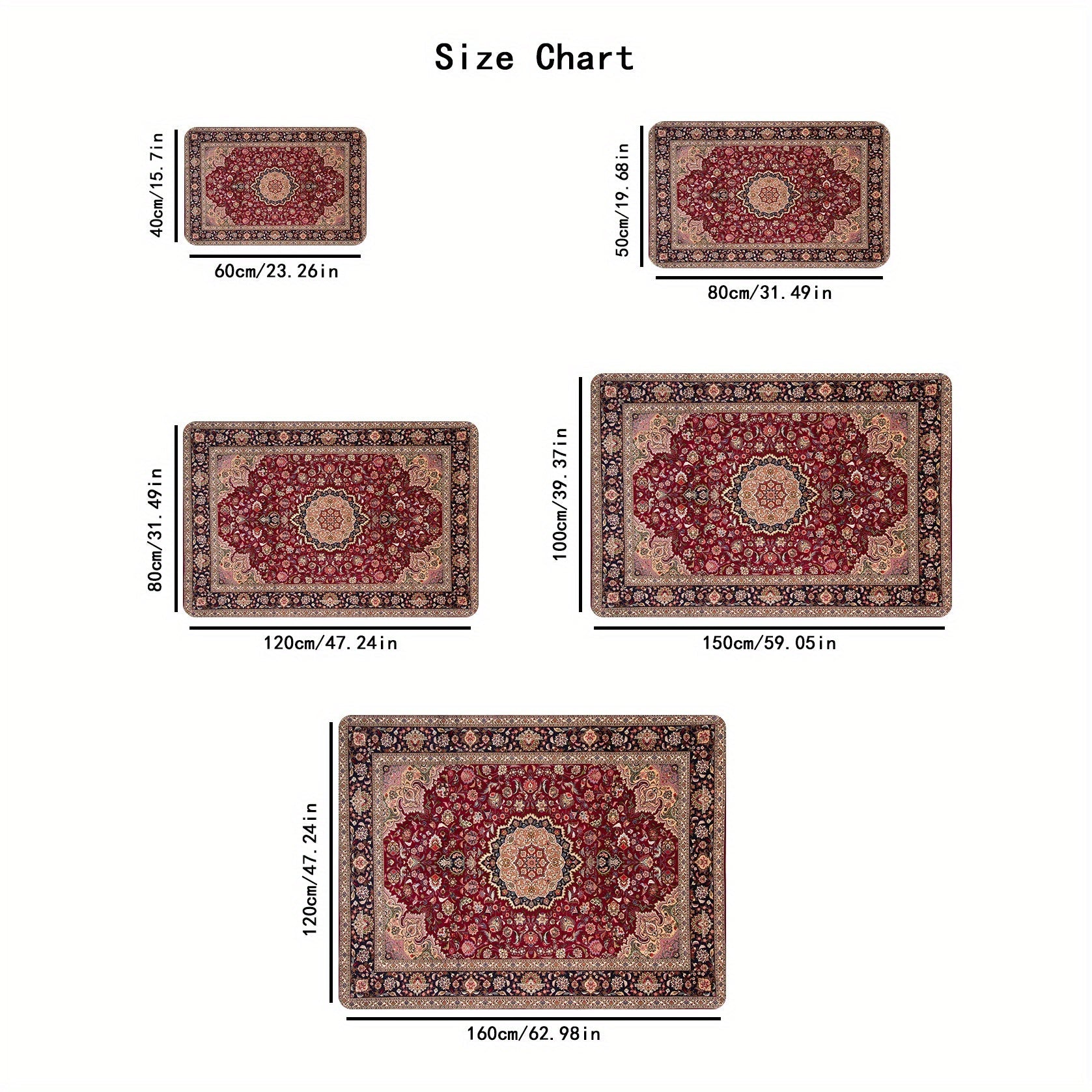 Red Pattern Printed Door Mat Non-Slip Stain-Resistant Machine Washable