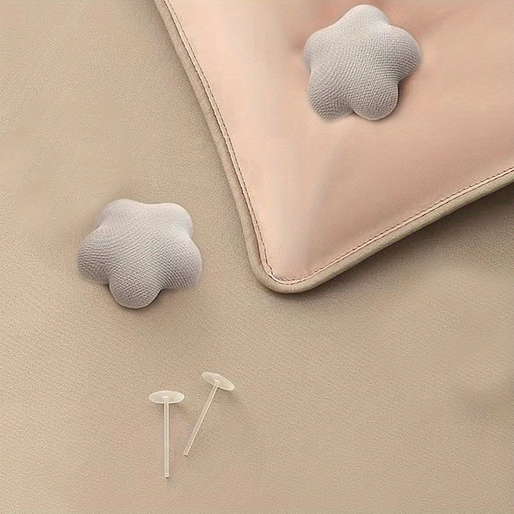 Set of 4 Non-Slip Quilt Cover Clips with 16 Plastic Pins Grey Curtain Clips