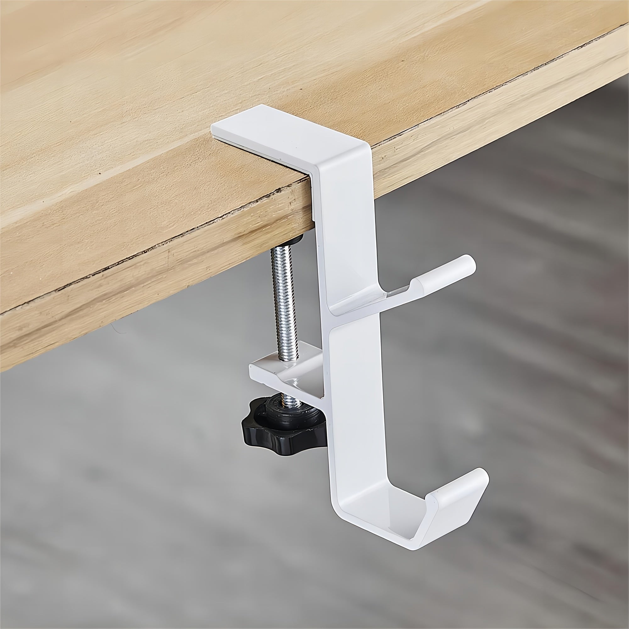 Adjustable Aluminum Under-Desk Hook for Bags, Sturdy and Easy to Install