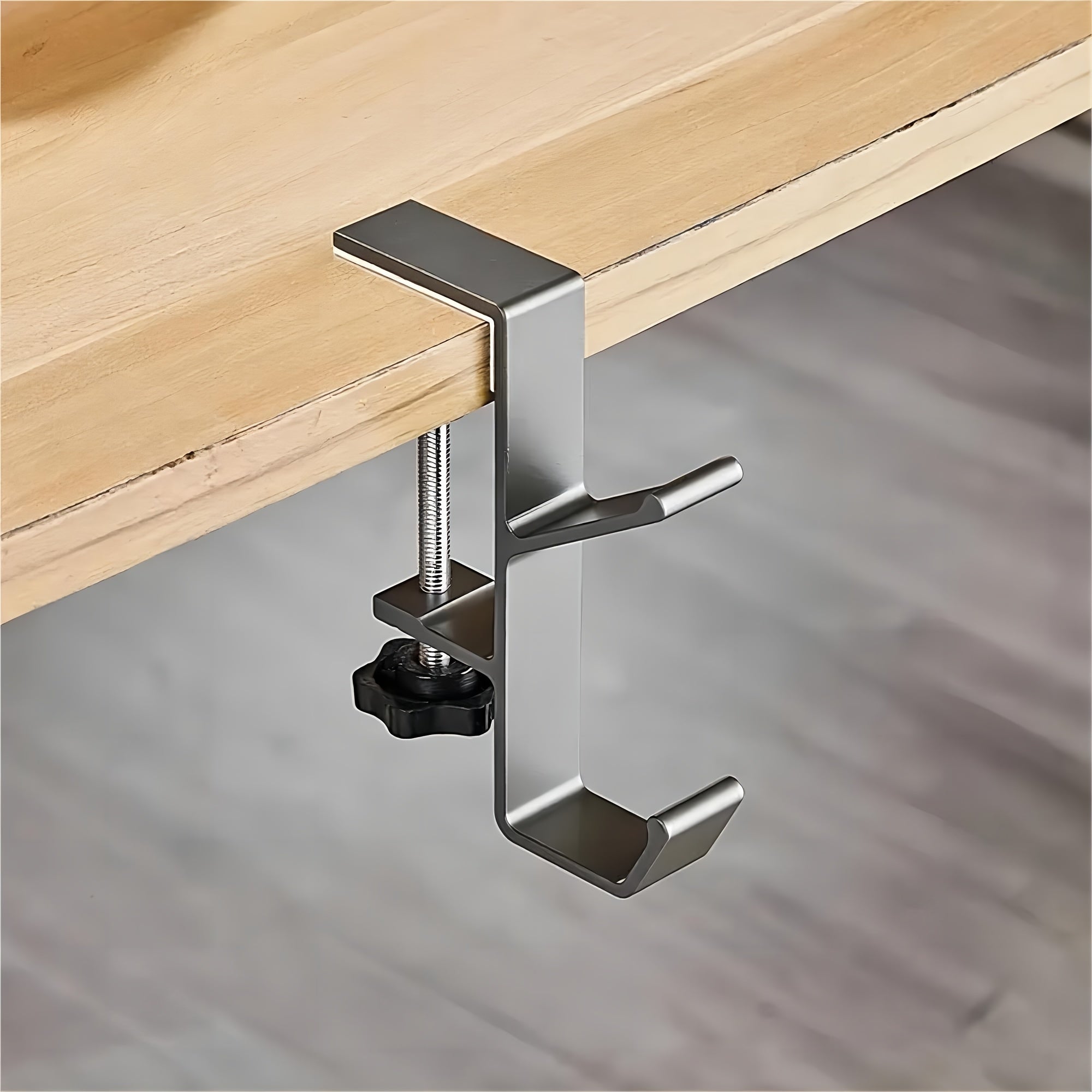 Adjustable Aluminum Under-Desk Hook for Bags, Sturdy and Easy to Install