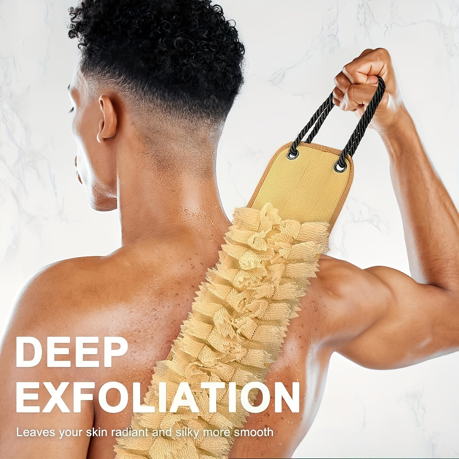 Hypoallergenic Polyester Bath Back Scrubber with Non-Slip Handle for Men and Women