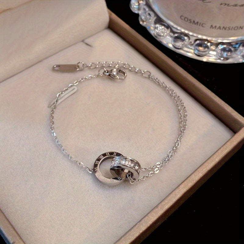 Stainless Steel Roman Numeral Jewelry Set Necklace Bracelet Earrings for Women Men