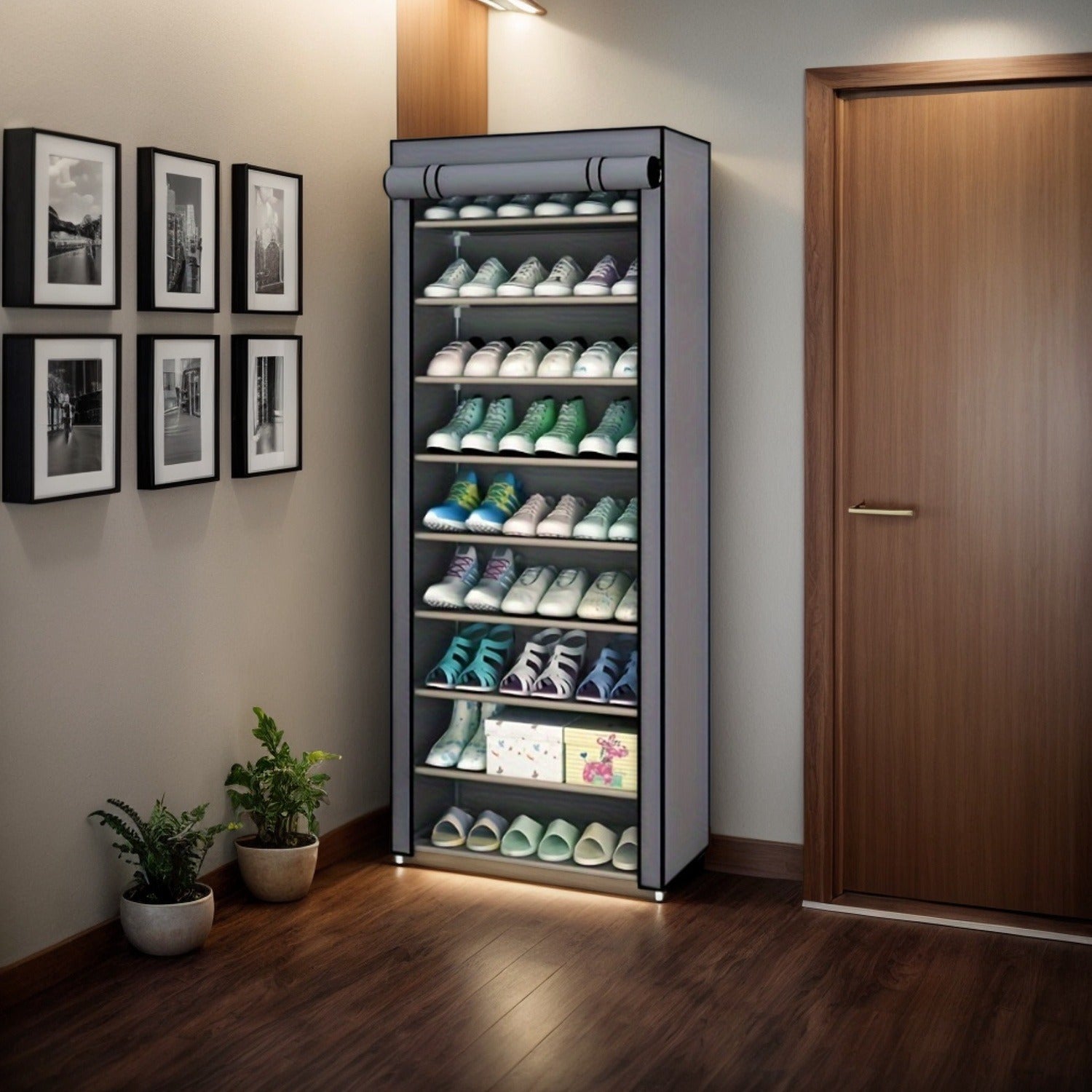 10-Tier Shoe Rack with Dustproof Cover, Space-Saving Storage for Entryway or Dorm