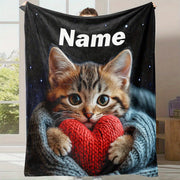 Personalized Cat Themed Flannel Blanket Soft Cozy Sleep Camping Sofa Gift