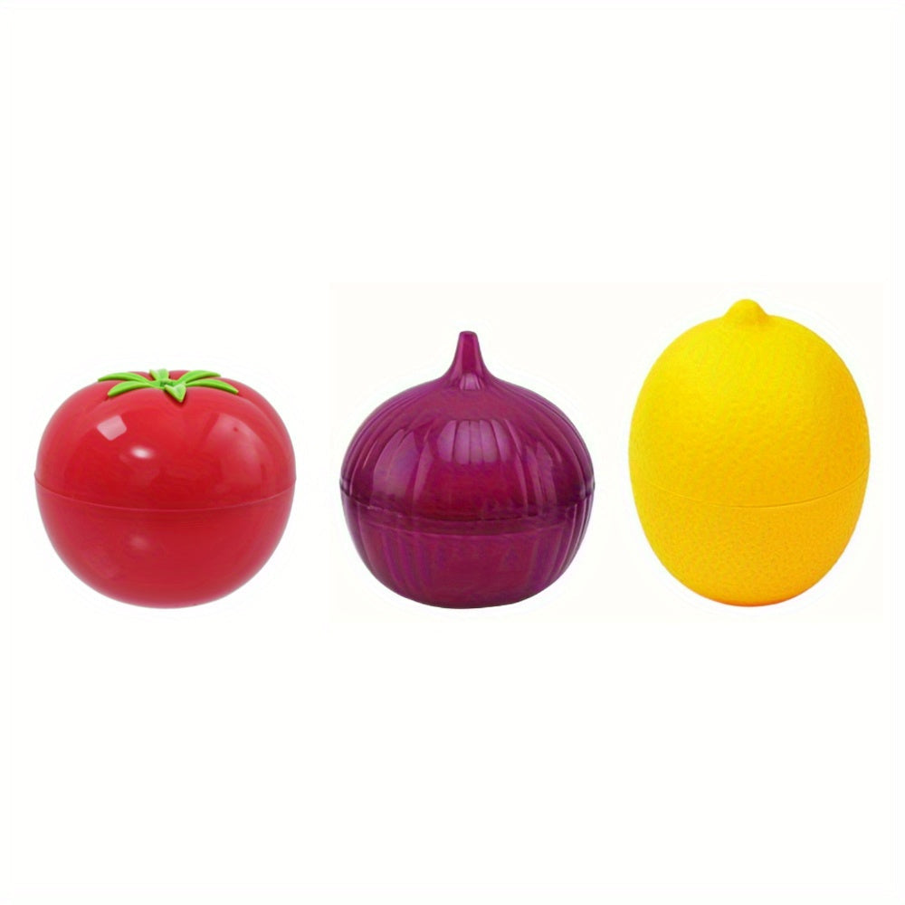 Set of 3 Reusable Plastic Food Storage Containers with Flip-Top Lids for Fruits and Vegetables