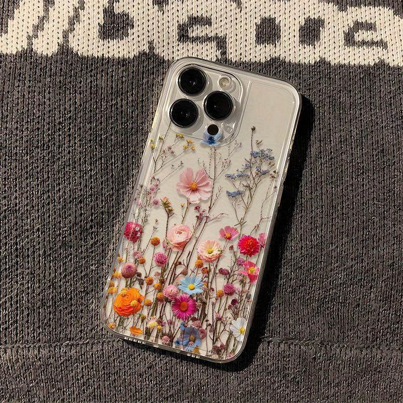 Pink Flower Vine Transparent TPU Phone Case for iPhone 11-16