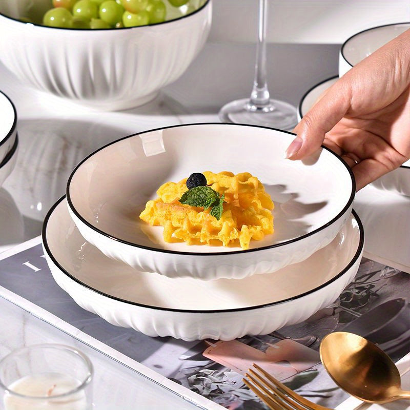 4-Piece Ceramic Serving Bowls Set for Salad Dessert Kitchen Home Restaurant