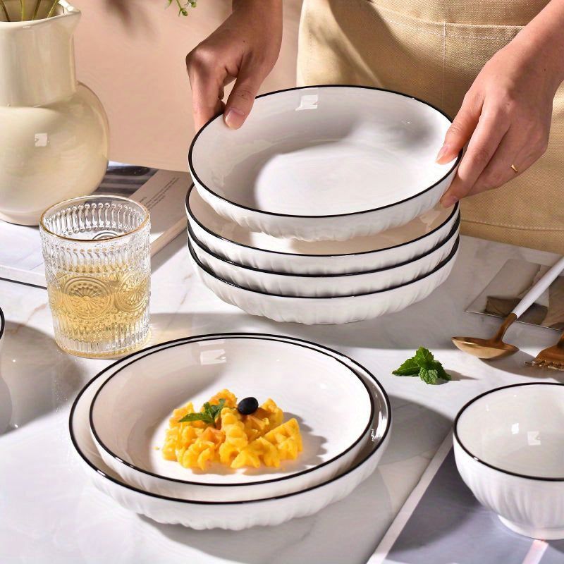 4-Piece Ceramic Serving Bowls Set for Salad Dessert Kitchen Home Restaurant