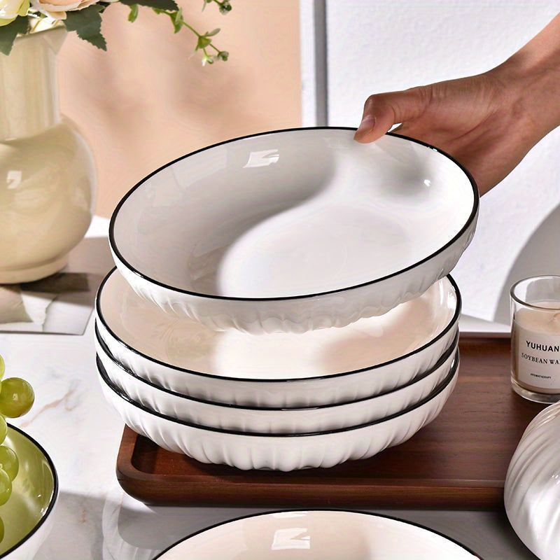 4-Piece Ceramic Serving Bowls Set for Salad Dessert Kitchen Home Restaurant