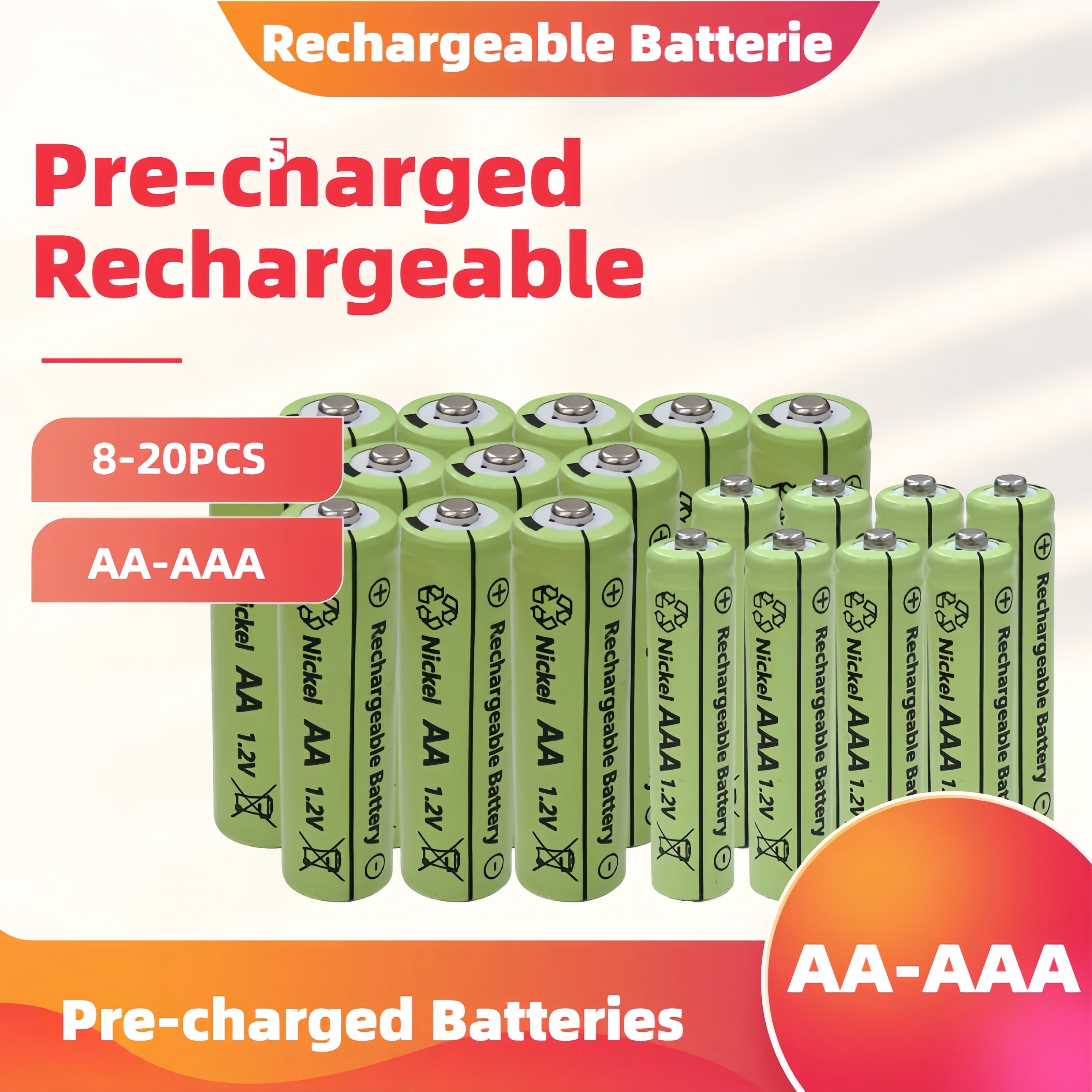 Rechargeable AA AAA Batteries 1.2V High Capacity Long-Lasting Power
