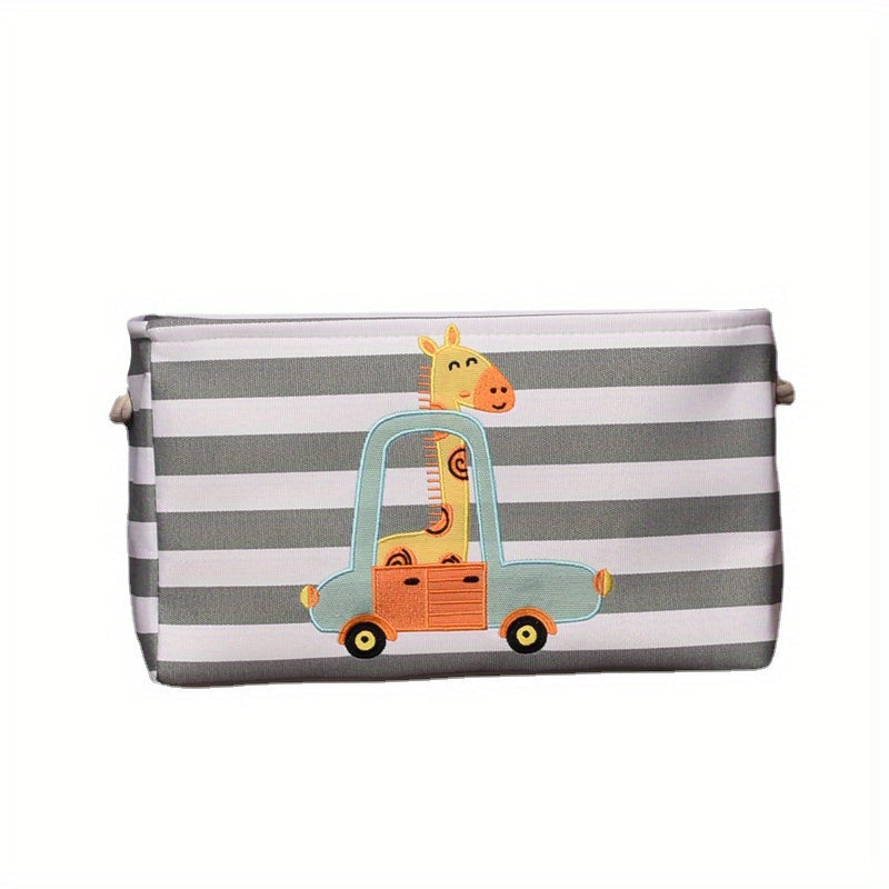 Grey Lion Design Laundry Basket for Toys and Clothing Storage