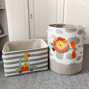 Grey Lion Design Laundry Basket for Toys and Clothing Storage