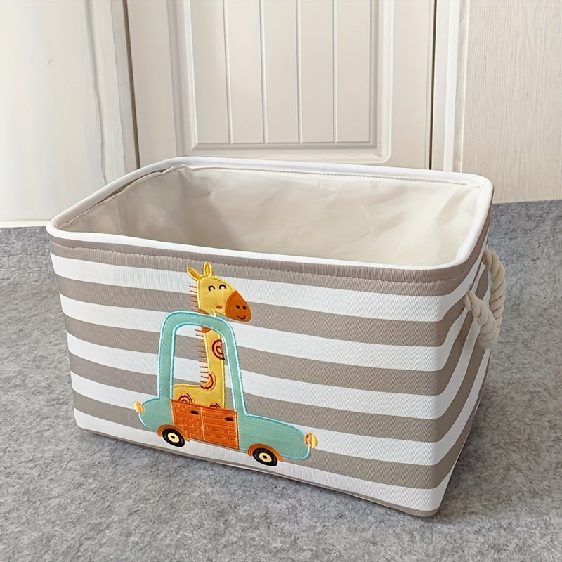 Grey Lion Design Laundry Basket for Toys and Clothing Storage