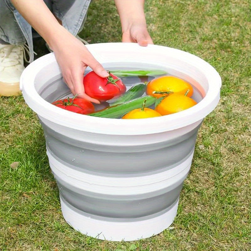 10L Collapsible Silicone Bucket with Lid, Lightweight, Leakproof for Camping and Cleaning