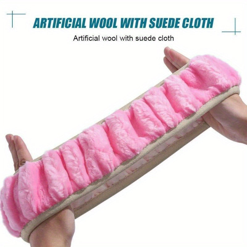 Universal Faux Fur Steering Wheel Cover Set with Hand Brake and Gear Protectors 3 Pcs