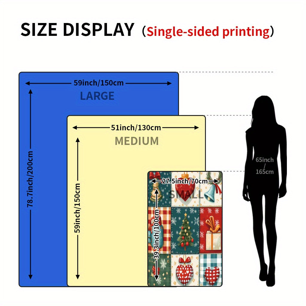 Festive Christmas Polyester Blanket with Tree Heart and Gift Patterns Cozy Soft Non-Electric Throw for Home Decor Holiday Gifting Camping Travel