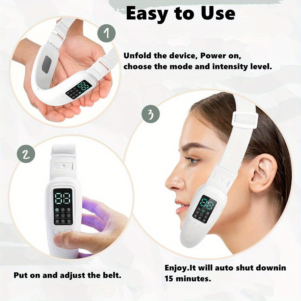 Портативный массажер для лица и шеи для женщин с перезаряжаемой литий-полимерной батареей USB и регулируемой интенсивностью