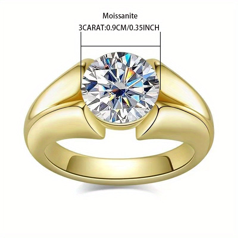 Vintage Silver Moissanite Engagement Ring 3 Carat Wedding Jewelry Gift Box