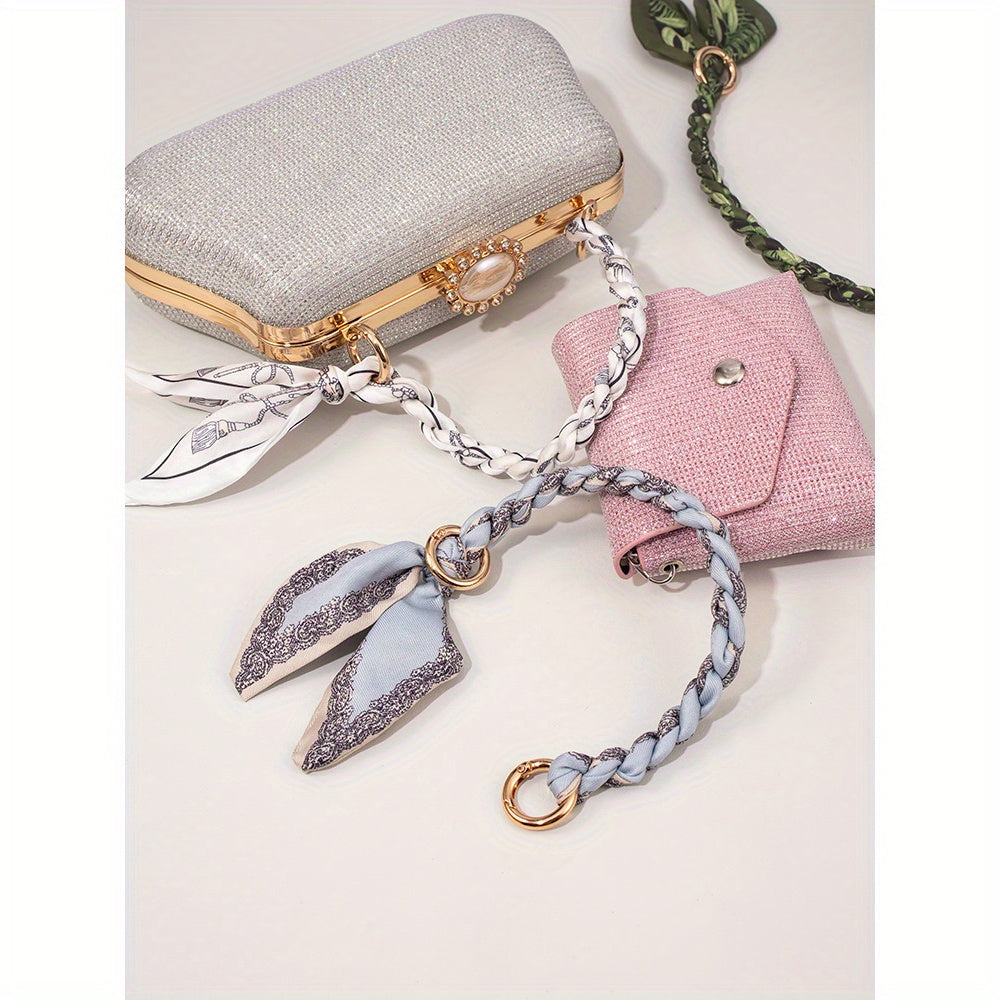Woven Polyester Bag Strap with Leaf Pendant, Universal Purse Chain Accessory