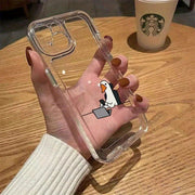 Transparent Space Duck Phone Case for iPhone 7-13 and SE 2022 TPU Protective Cover