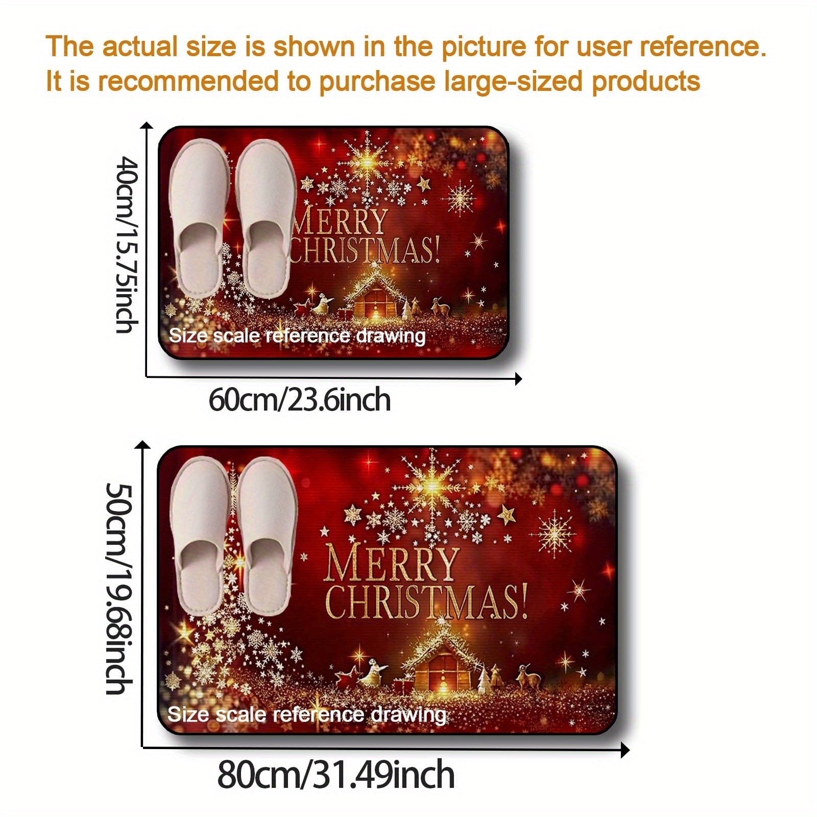 Christmas Welcome Mat 3D Star Pattern Non-Slip Stain-Resistant Polyester