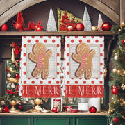 Set of 4 Christmas Kitchen Towels 18x66cm Gingerbread Man Design