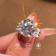 Кольцо из стерлингового серебра с моиссанитом, 10 карат, круглая огранка, богемский стиль, гипоаллергенное