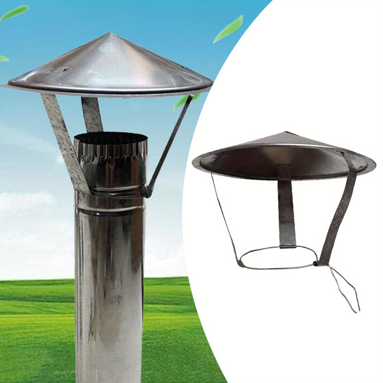 Detachable Durable Polished Stainless Steel Chimney Cover for Outdoor Garden Stove