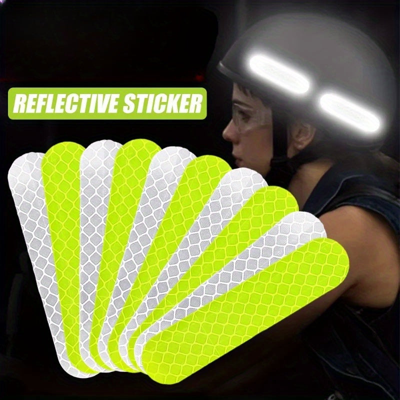 10-Pack PVC Reflective Safety Stickers for Helmets and Vehicles All-Weather Visibility Decals