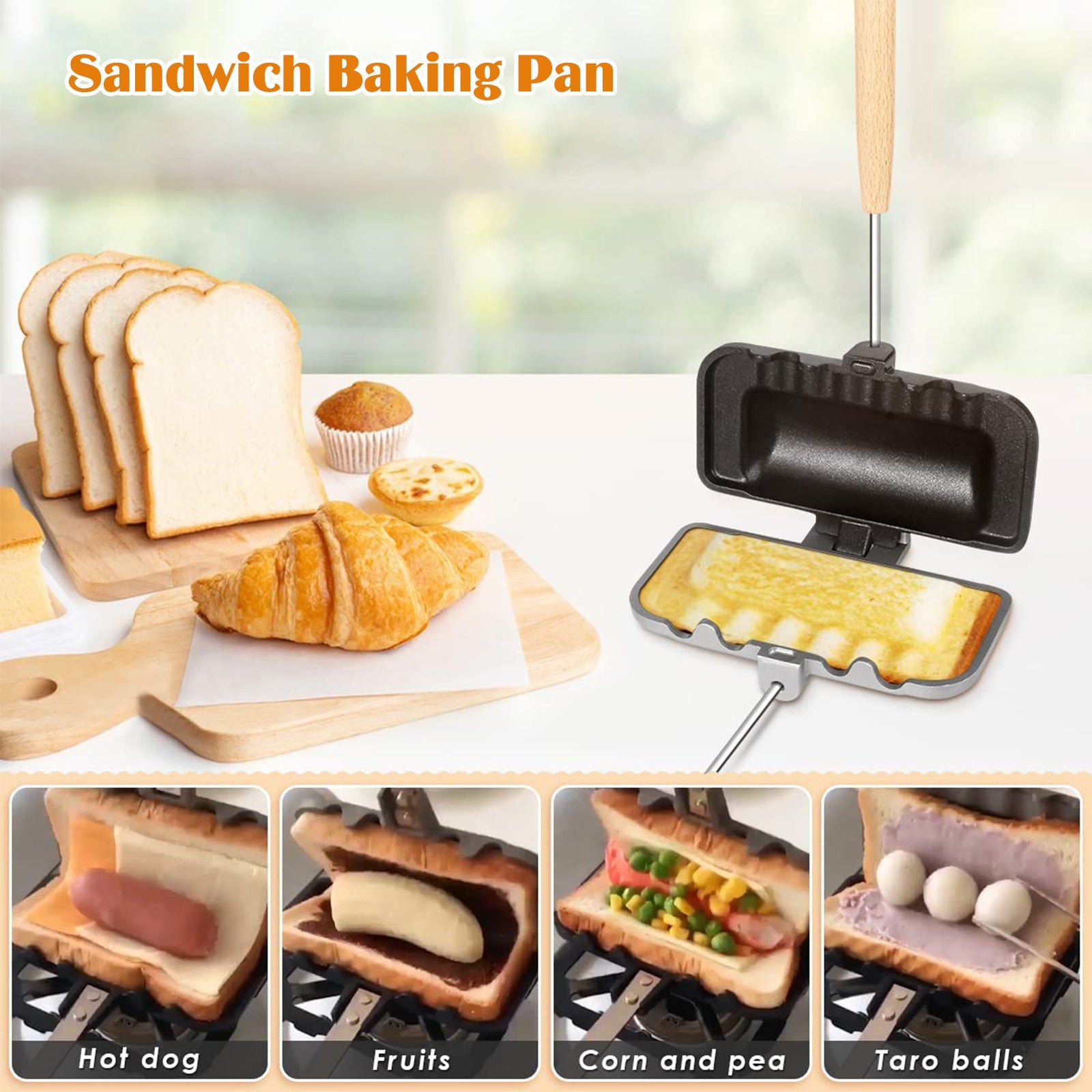 Nonstick Double-Sided Sandwich Maker Pan Removable Breakfast Grilled Cheese Omelet Mold