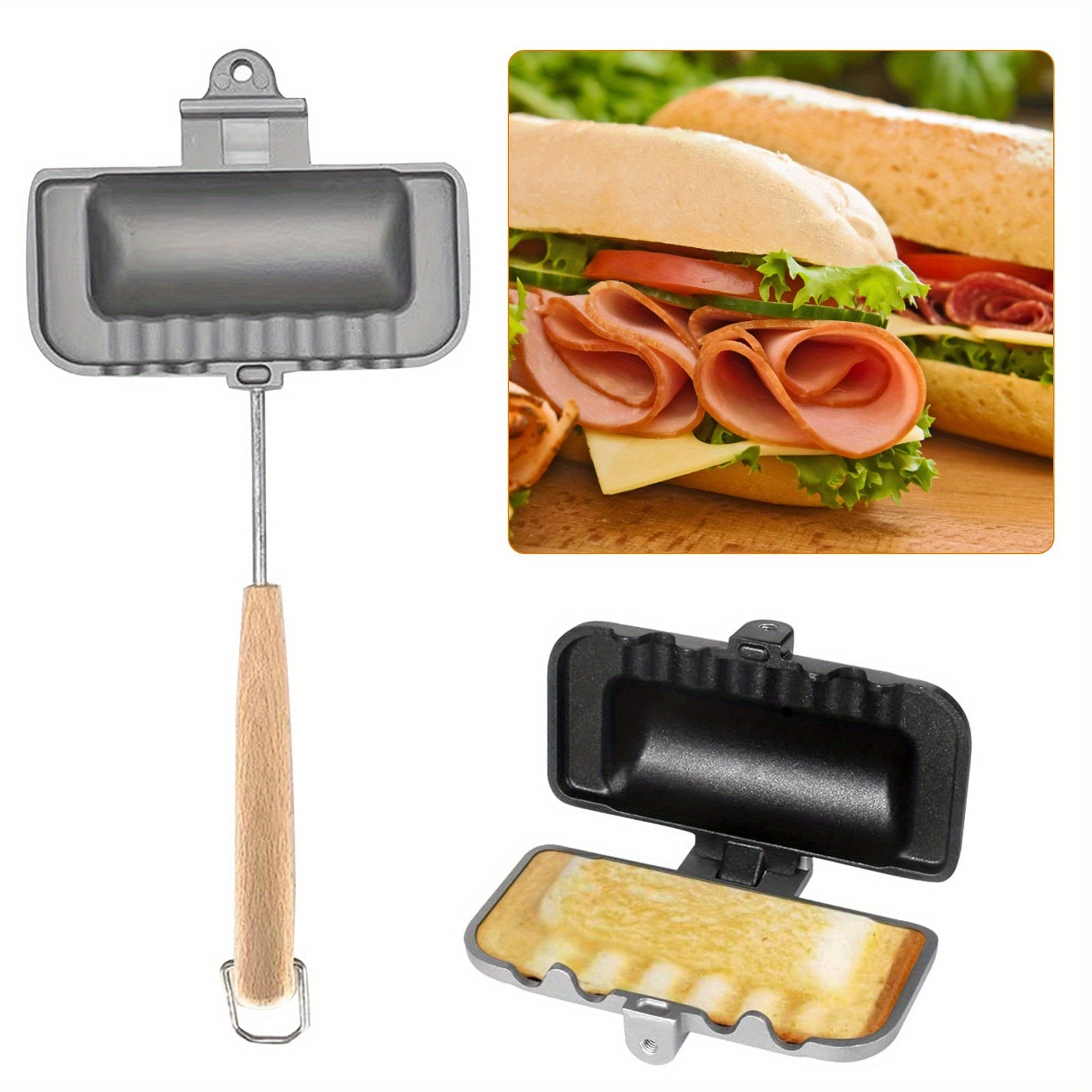 Nonstick Double-Sided Sandwich Maker Pan Removable Breakfast Grilled Cheese Omelet Mold