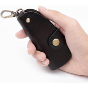 Durable PU Leather Folding Keychain Holder with Snap Closure and Hook