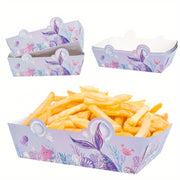 Set of 6/12 Purple Mermaid Tail Food Trays for Party Snacks and Fries