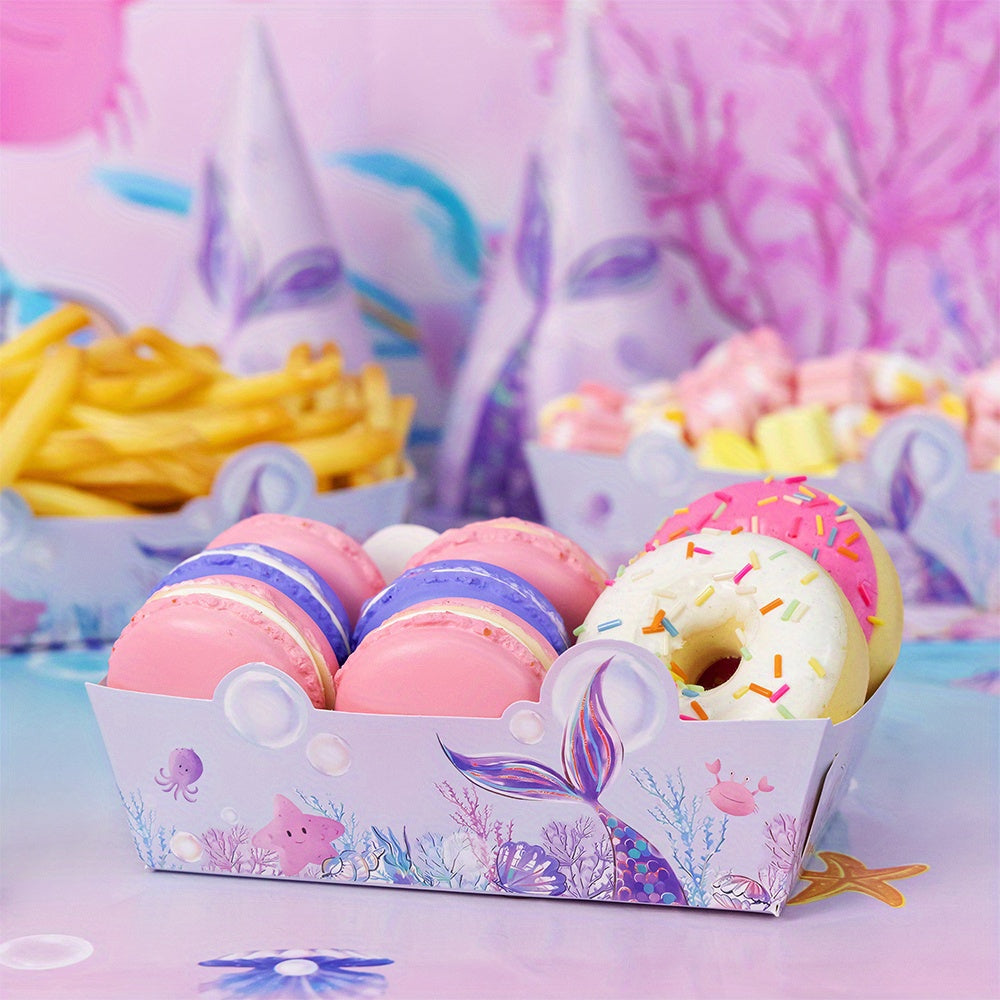 Set of 6/12 Purple Mermaid Tail Food Trays for Party Snacks and Fries