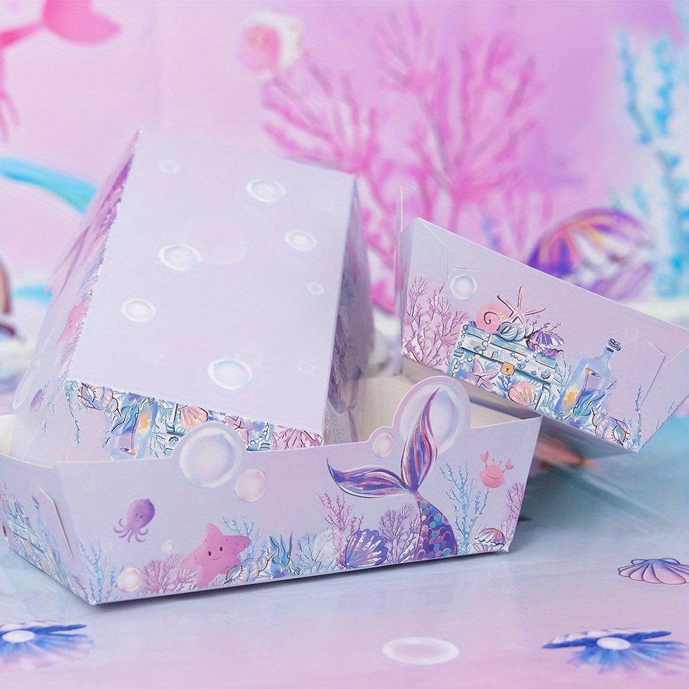 Set of 6/12 Purple Mermaid Tail Food Trays for Party Snacks and Fries