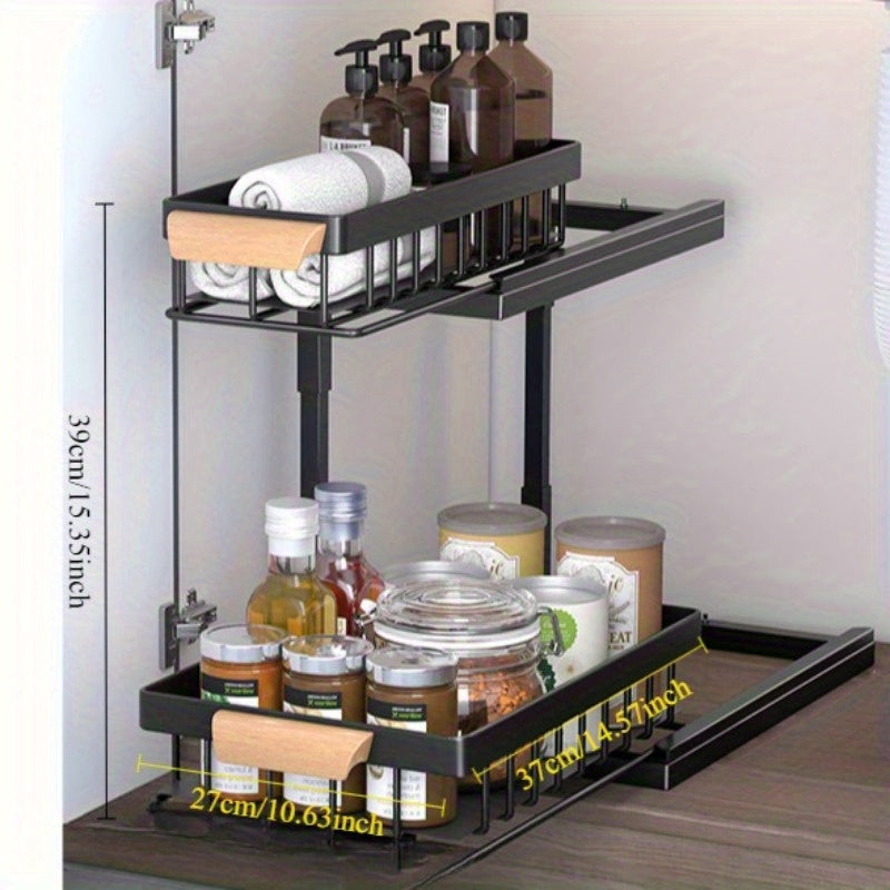 Metal Pull-Out Cabinet Organizer for Kitchen Storage, Durable and Easy to Install