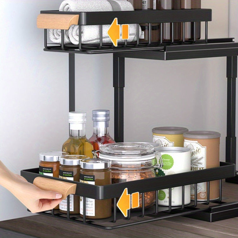 Metal Pull-Out Cabinet Organizer for Kitchen Storage, Durable and Easy to Install