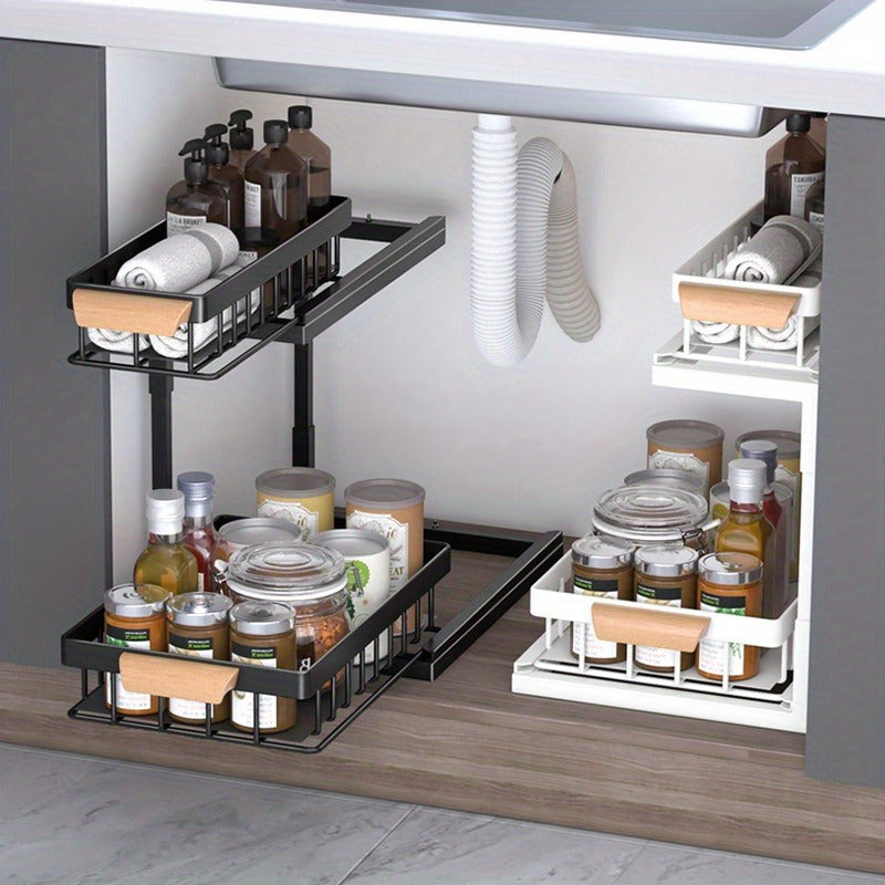 Metal Pull-Out Cabinet Organizer for Kitchen Storage, Durable and Easy to Install