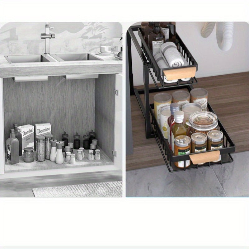 Metal Pull-Out Cabinet Organizer for Kitchen Storage, Durable and Easy to Install