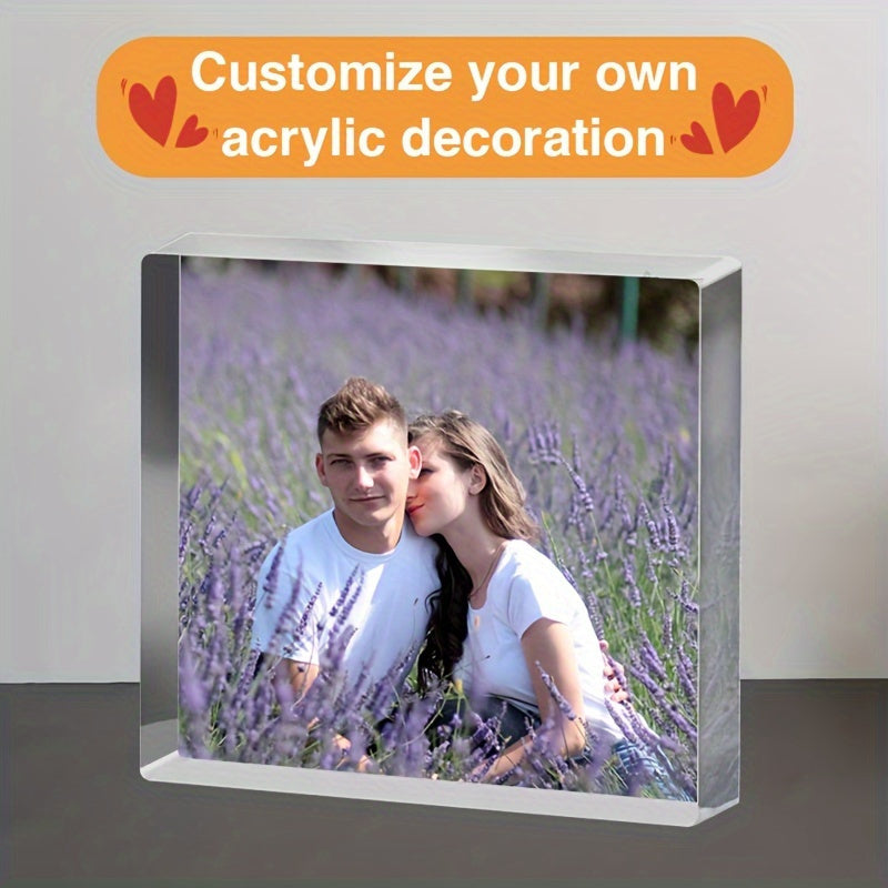 Custom Acrylic Photo Frame Block for Couples and Families, Elegant Home Decor