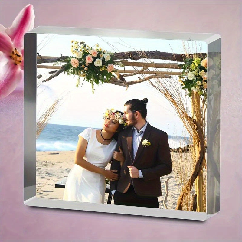 Custom Acrylic Photo Frame Block for Couples and Families, Elegant Home Decor