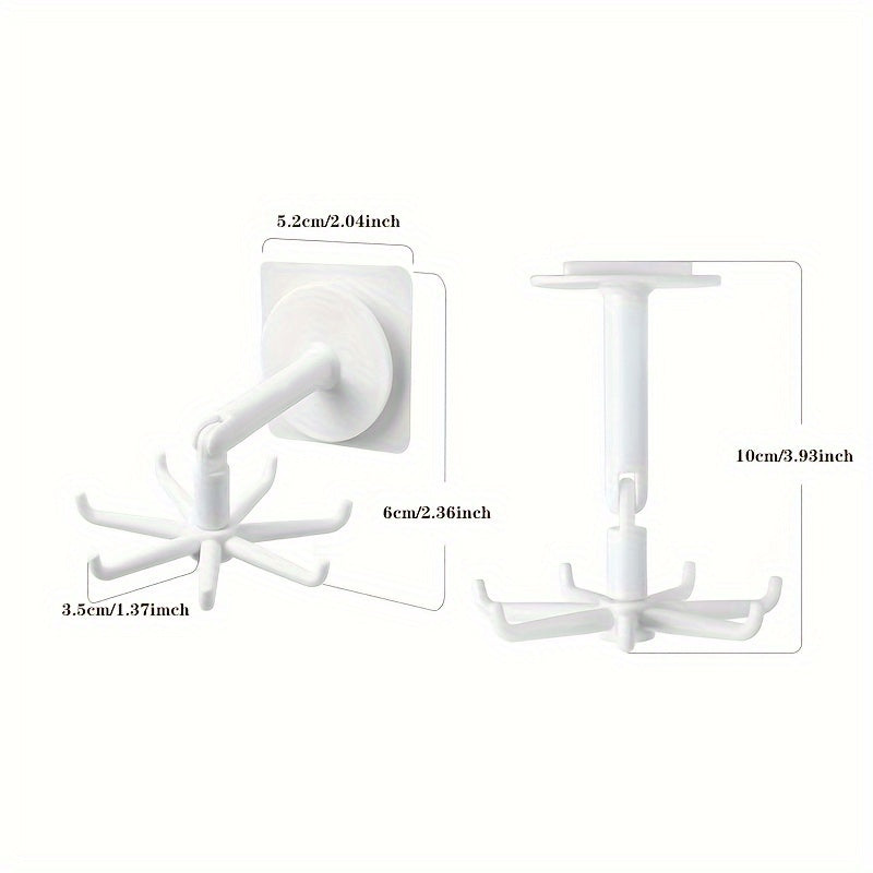 Folding Hook Kitchen Utensil Holder with 360° Rotation Self-Adhesive Wall Mount